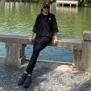 Adidas black oversized tee